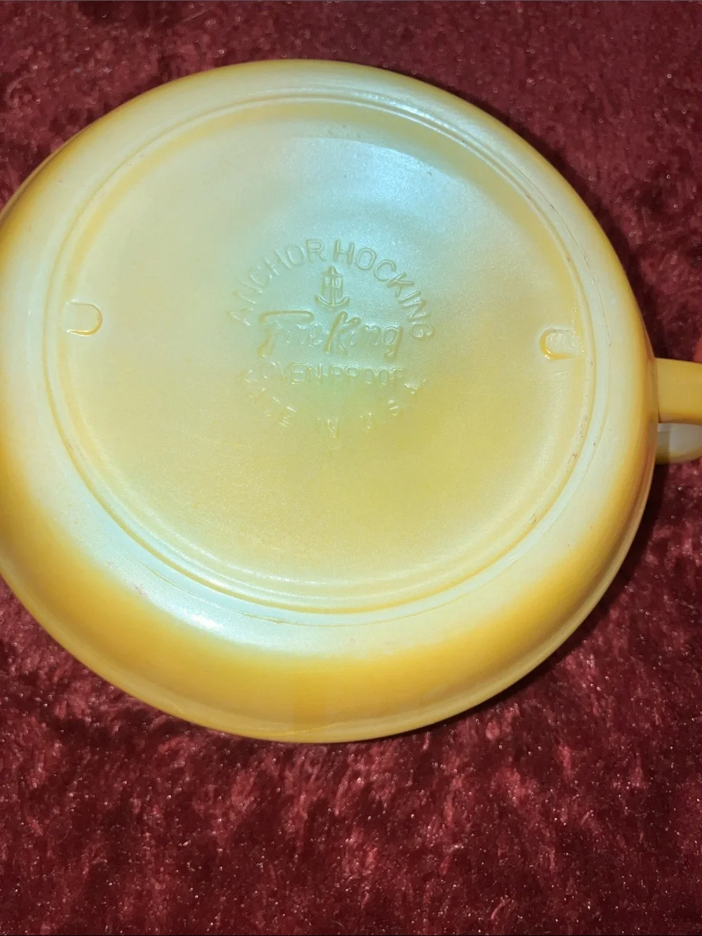 2 Vintage Fire King Anchor Hocking D Handle Soup Bowls Mugs Yellow Stackable